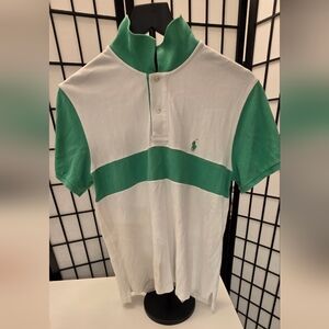 Ralph Lauren Sport Women's Polo in Green and Cream ~ Size Large